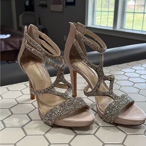 ANTONIO MELANI Champagne Glitter Strappy High Heels